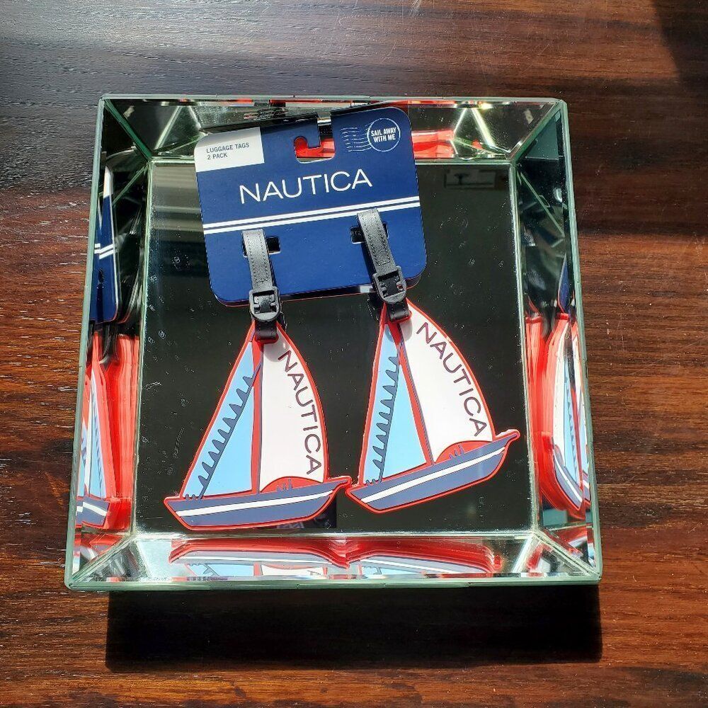 NWT 2 Nautica Rubber sailboat Luggage tags w/ID Window.  Yacht Rock Vibes!